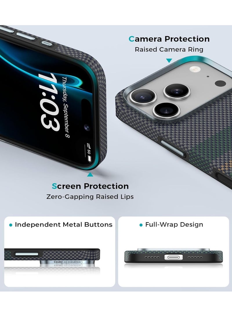 بينكس جراب Benks المميز لهاتف iPhone 17 Pro Max بتصميم Aurora الكامل، متوافق مع زر التحكم بالكاميرا، ومتوافق مع MagSafe، جراب حماية عسكري مصنوع من ألياف Dupont Kevlar - Image 4